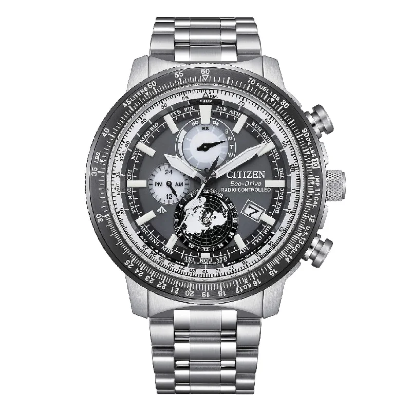 Radio Wave Watches for Men Online-Orologio Citizen BY3006-53H Promaster Geo Trekker grigio