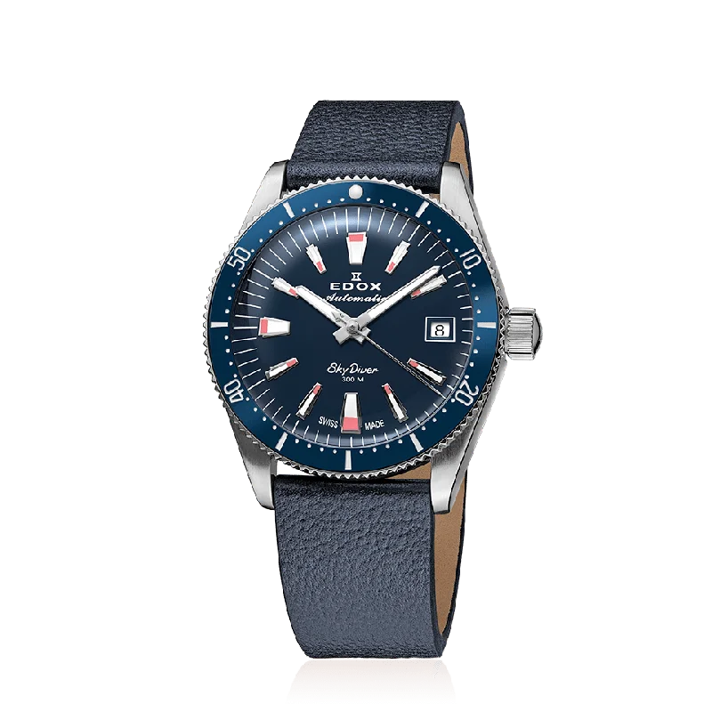 Unisex Elegant Style Watches-Edox Skydiver Special Edition Watch Blue 80131-3BUC-BUICO