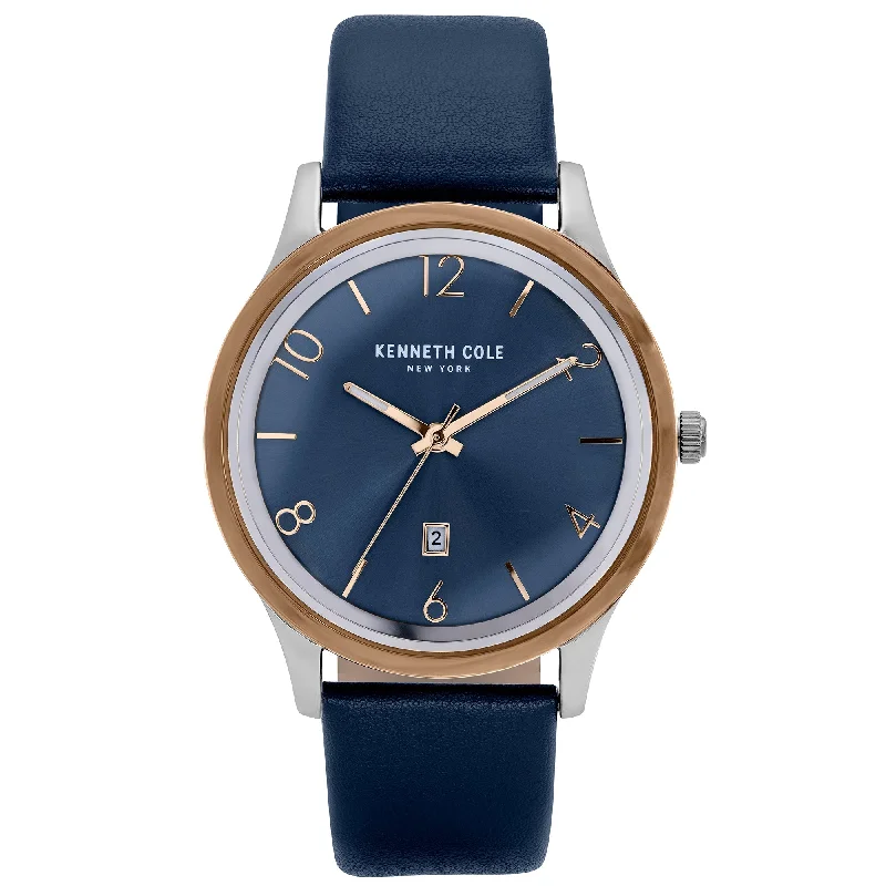 Men's Oval Case Dress Watches-Kenneth Cole Men's Blue Watch KC50882004