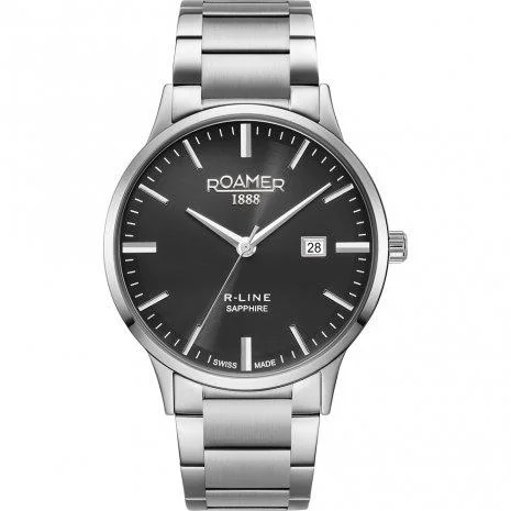 Men's Office Wear Design Men's Watches-Roamer Men's Black R-Line Classic Watch 718833 41 55 70
