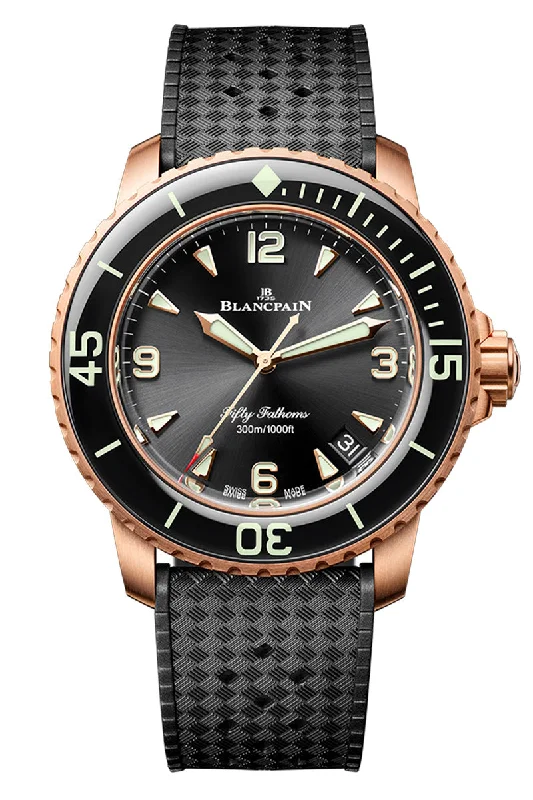 Men's Large Size Style Dress Watches-Blancpain Fifty Fathoms Automatic Red Gold 42mm 5010 36B30 B64A