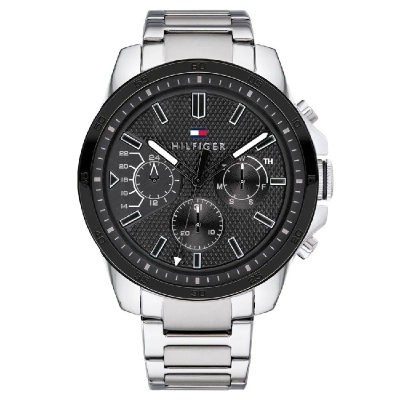 Men's Brown Leather Dress Watches-Tommy Hilfiger 1791564 Men's Decker Silver Watch