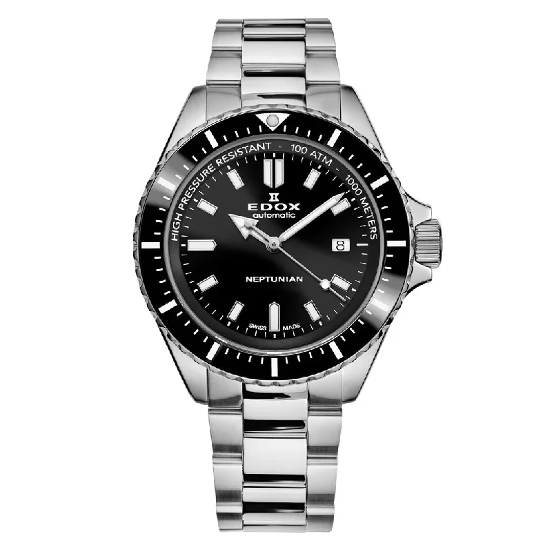 Men's Swiss Occasional Edition-Edox Men's Watch Neptunian Automatic Black 80120-3NM-NIN