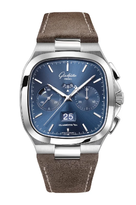 Men's Extra Large Design Dress Watches-Glashütte Original Vintage Seventies Chronograph Panorama Date 1-37-02-08-02-62