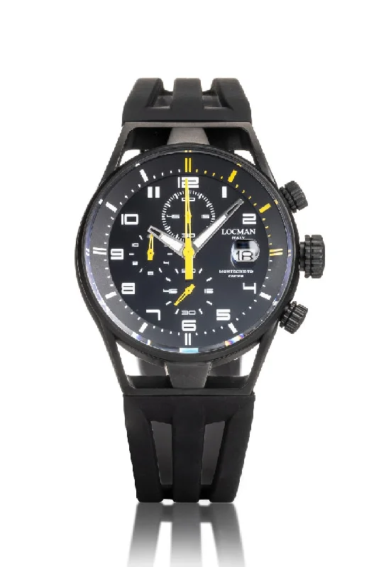 Men's Smart Style Men's Sports Watches-Locman Montecristo Chrono 41mm PVD nero e giallo 0542K01S-KMBKYLSK