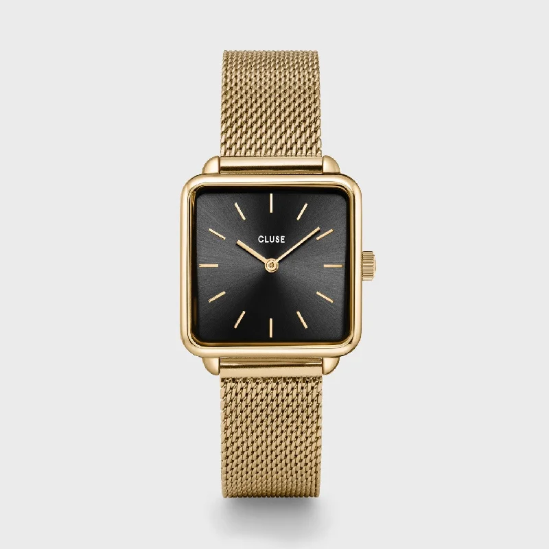Women's Office Wear Style Mechanical Watches-La Tétragone Watch Mesh, Black, Gold Colour