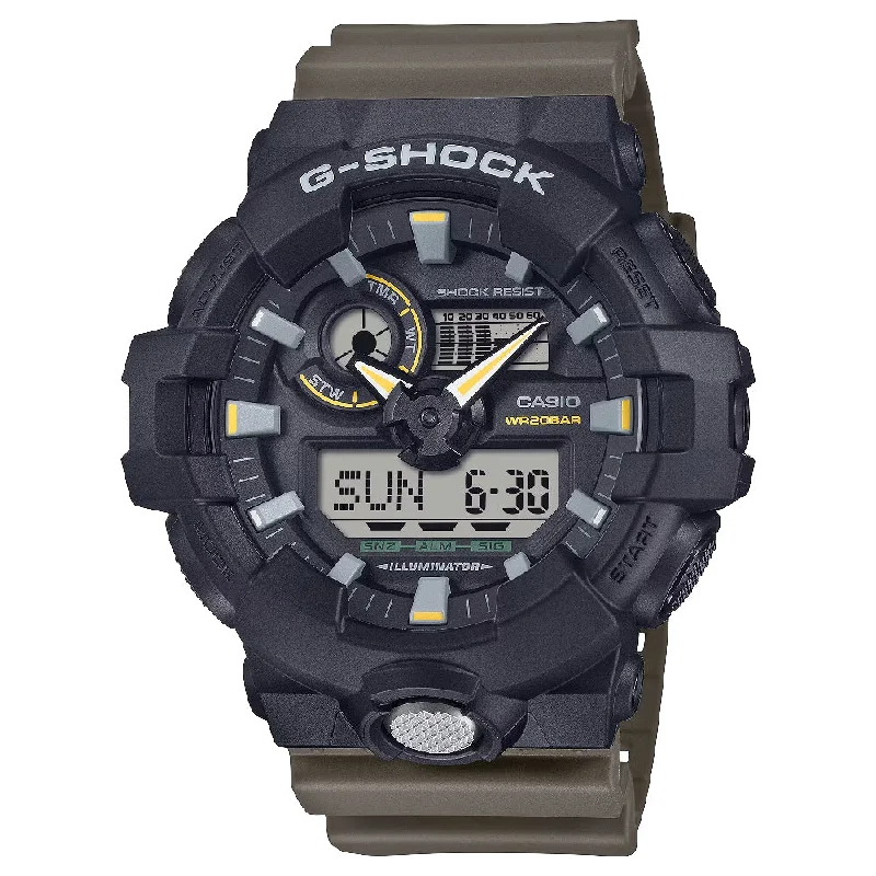 Men's New Year's Eve Style Sports Watches-Orologio G-Shock GA-710TU-1A3ER nero e verde militare