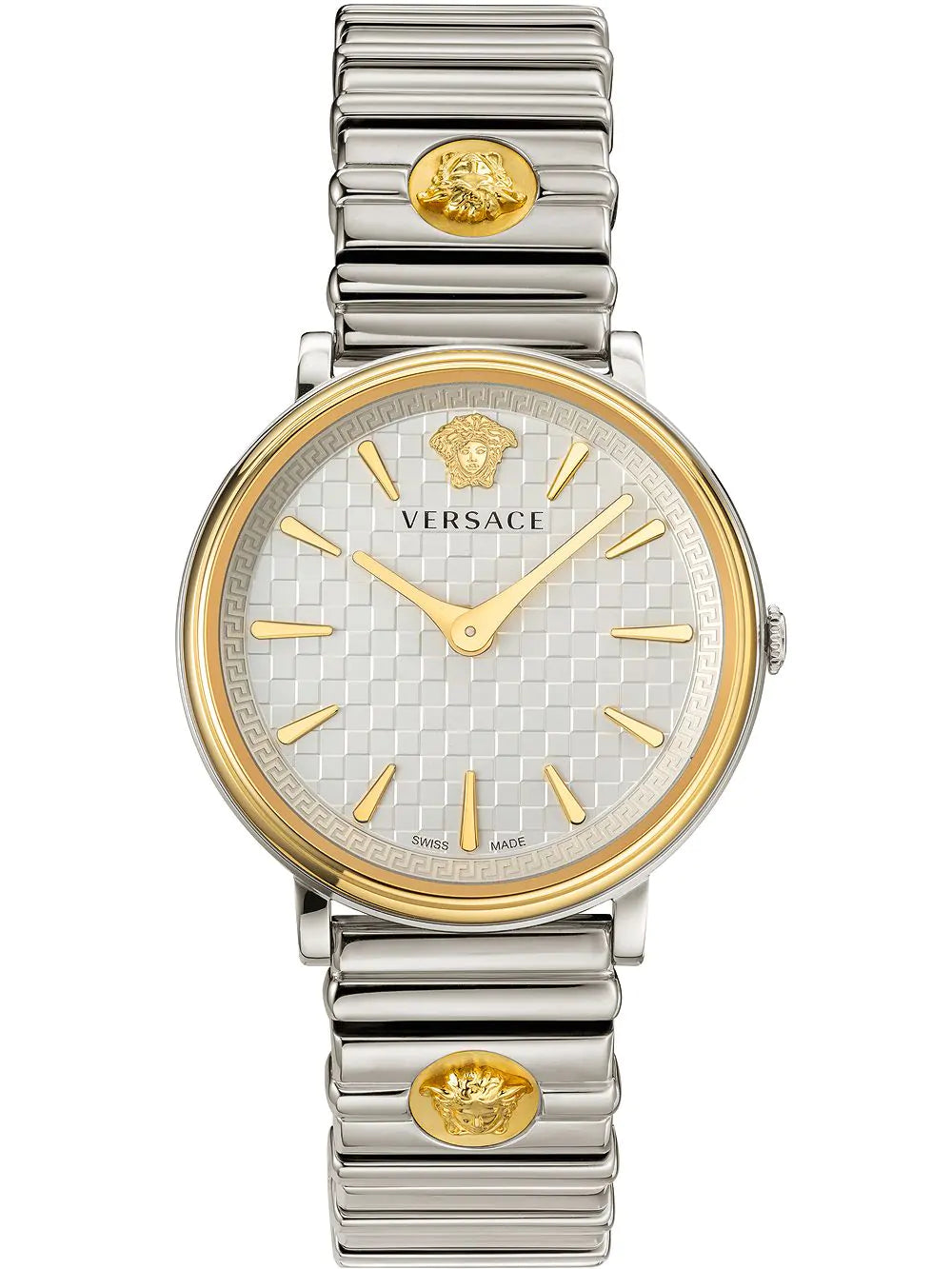 Men's Swiss Office Wear Edition-Versace Ladies Watch V-Circle 38mm Silver Gold VE8101419
