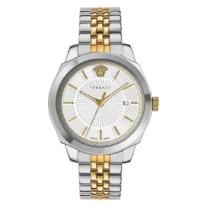 Men's Classic Watch Maintenance-Versace Men's Watch Icon Classic White Two-Tone Bracelet VEV901223