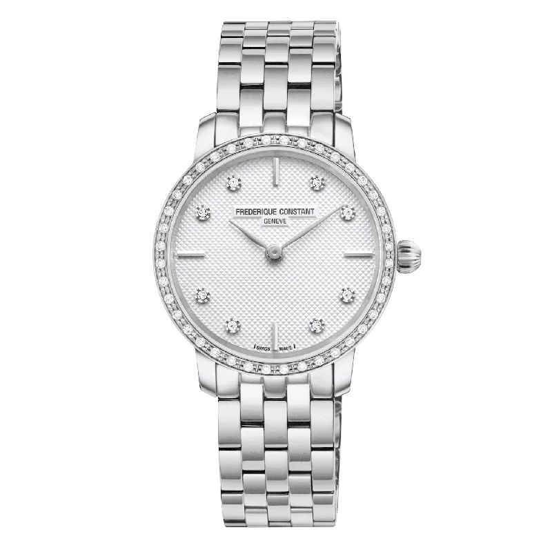Men's Swiss Engagement Edition-Frederique Constant Ladies Watch Slimline White Diamond FC-200STDSD6B