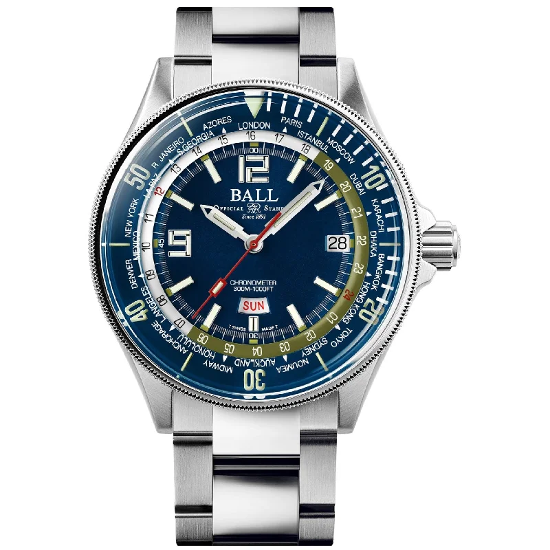 Men's Swiss Kinetic Edition-Ball Engineer Master II Diver Worldtime Men's Blue Watch DG2232A-SC-BE Men's Swiss Kinetic Edition-Ball Engineer Master II Diver Worldtime Men's Blue Watch DG2232A-SC-BE