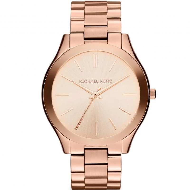 Men's Seasonal Style Dress Watches-Michael Kors MK3197 Ladies Slim Runway Rose Gold Watch