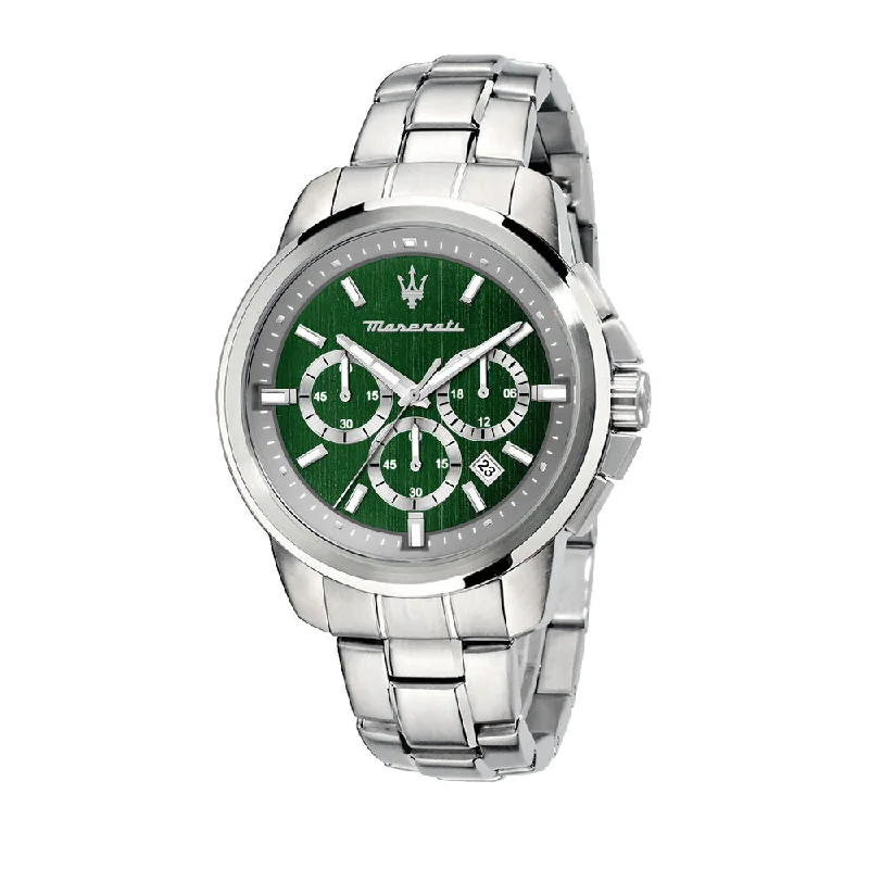 Men's Modern Style Dress Watches-Maserati Successo Green Men's Watch R8873621017