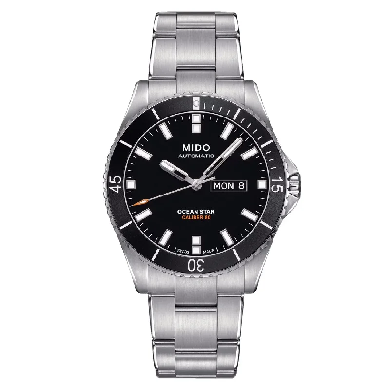 Men's Summer Style Sports Watches-Orologio Mido Ocean Star 200 quadrante nero bracciale acciaio