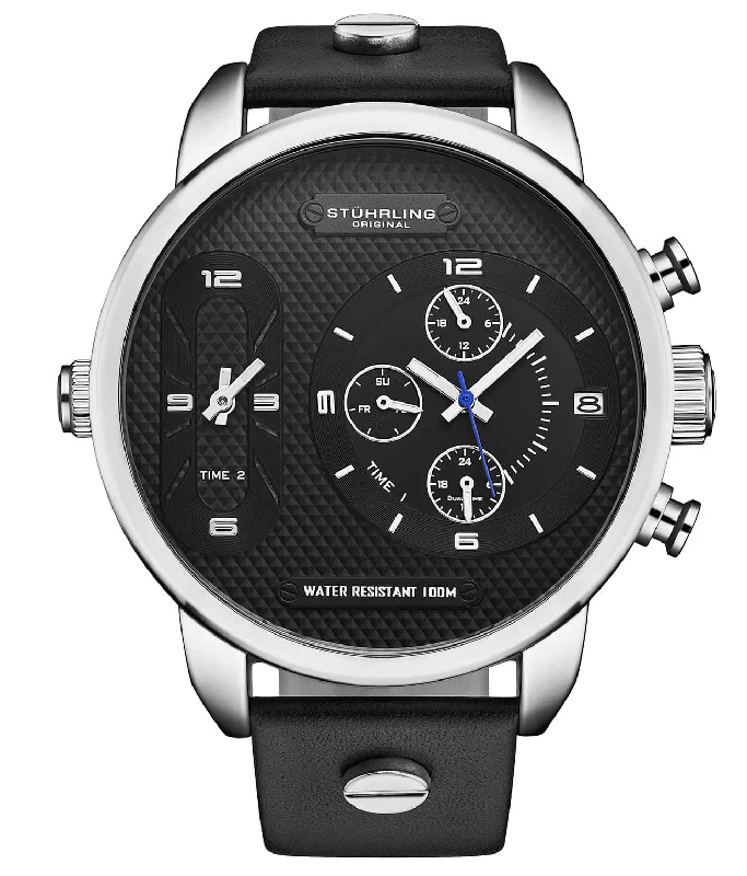 Men's Field Watches Sizes-Global GMT Japanese Quartz 52mm