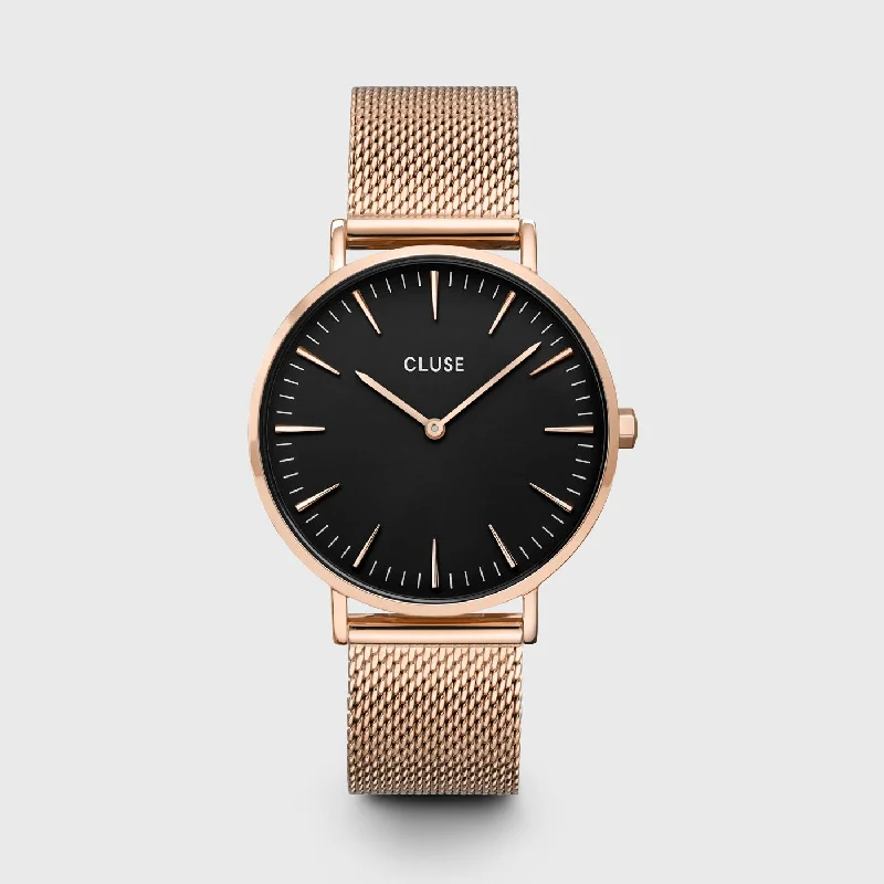 Women's Anniversary Style Women's Mechanical Watches-Boho Chic Watch Mesh, Black, Rose Gold Colour