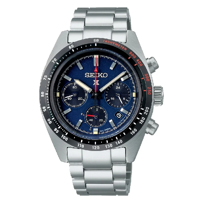 Men's Hybrid Design Sports Watches-Orologio Seiko Prospex SSC815P1 cronografo blu carica solare
