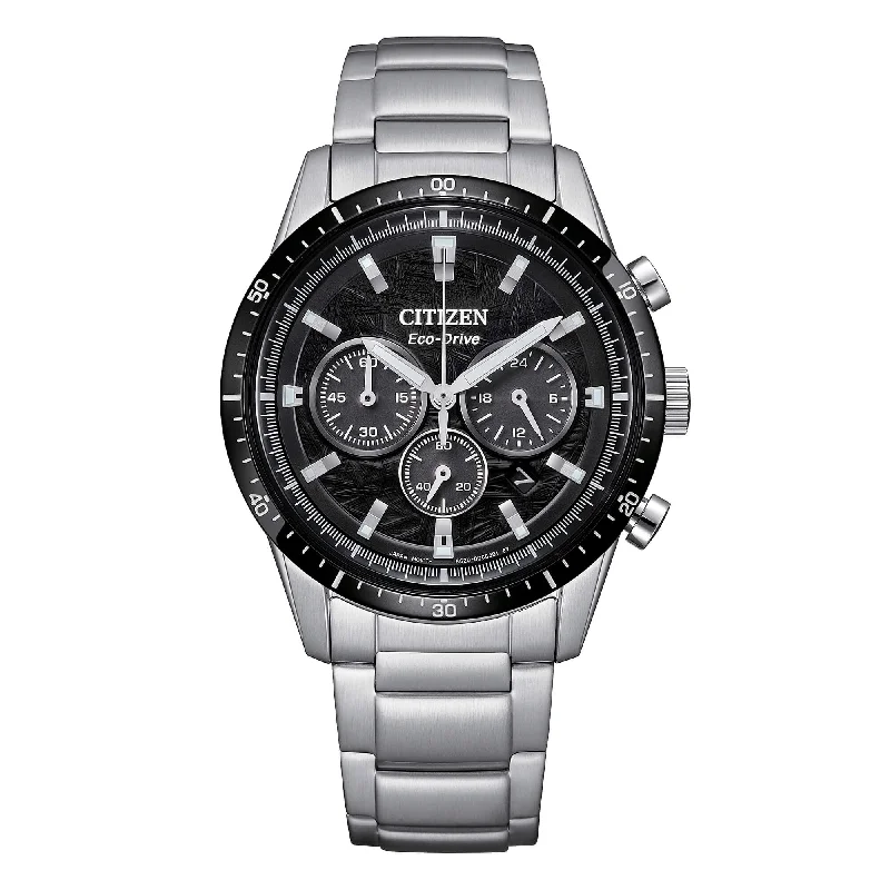 Men's Engagement Style Men's Sports Watches-Orologio Citizen Crono39 in acciaio quadrante nero CA4624-56E