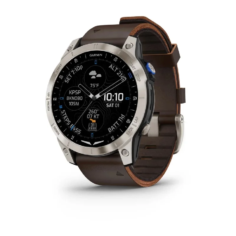 Men's German Made Sports Watches-Orologio Garmin D2 Mach1 aviator cinturino pelle 010-02582-55
