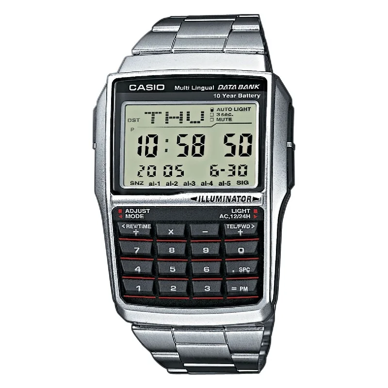 Unisex International Brand Watches-Casio Watch Vintage Data Bank Calculator Black Silver DBC-32D-1ADF