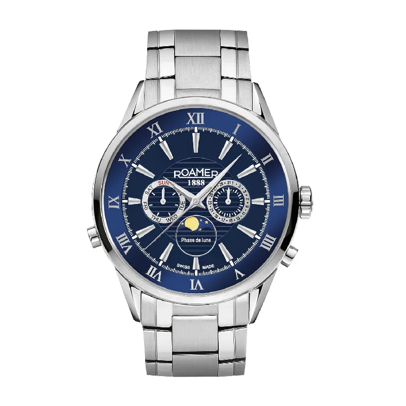 Men's Swiss Casual Wear Edition-Roamer Superior Moonphase Men's Blue Watch 508821 41 43 50