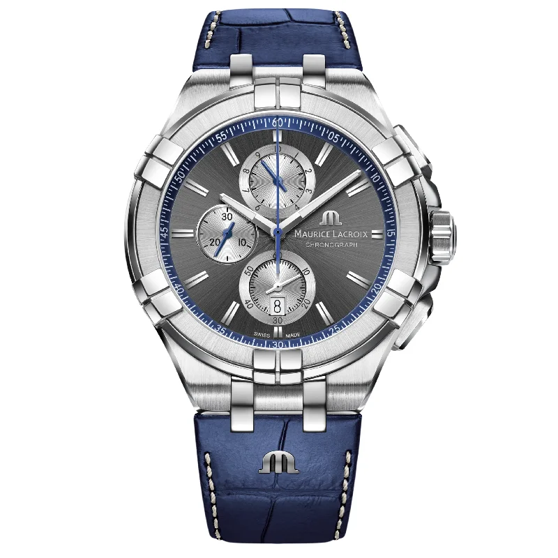 Men's Swiss Anniversary Edition-Maurice Lacroix Men's Grey Aikon Chronograph Watch AI1018-SS001-333-1