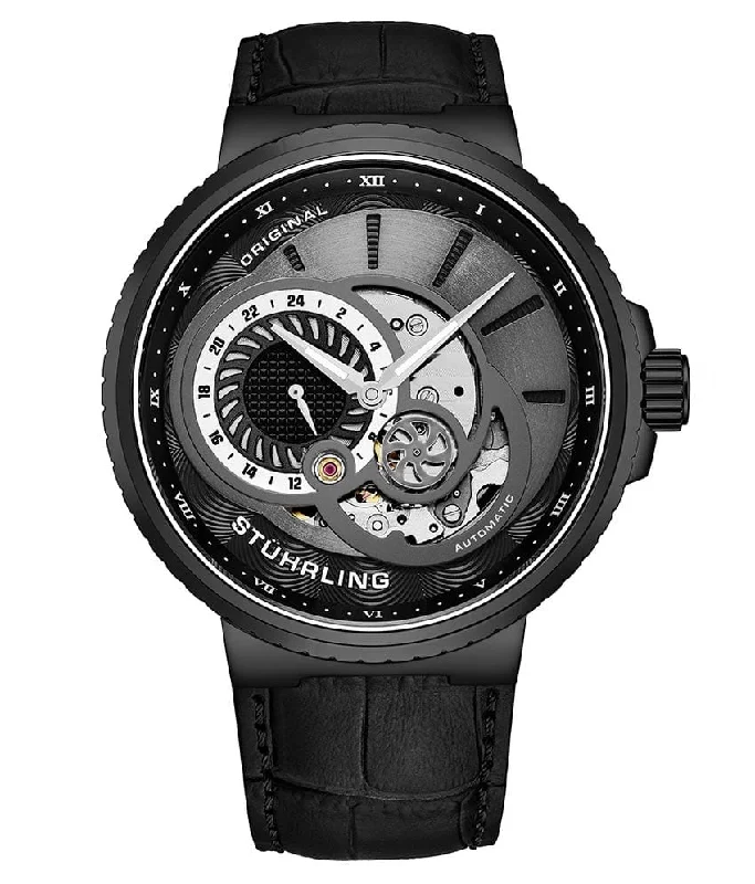 Grey Dial / Black Case / Black Leather Strap Black Tang Buckle