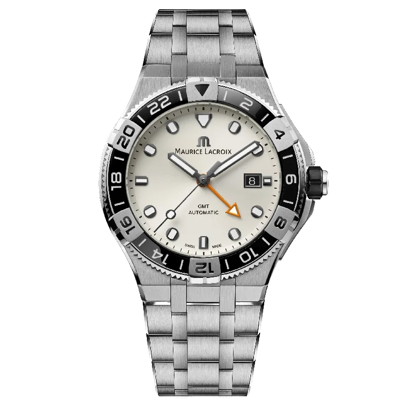 Men's Swiss Automatic Wind Edition-Maurice Lacroix Men's White Aikon Venturer GMT Stainless Steel Watch AI6158-SS002-130-1 Men's Swiss Automatic Wind Edition-Maurice Lacroix Men's White Aikon Venturer GMT Stainless Steel Watch AI6158-SS002-130-1