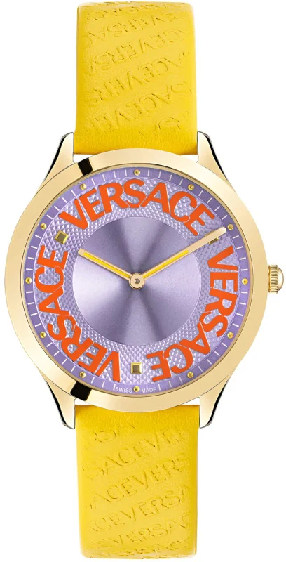 Men's Swiss Night Out Edition-Versace Ladies Watch Logo Halo Yellow VE2O00822