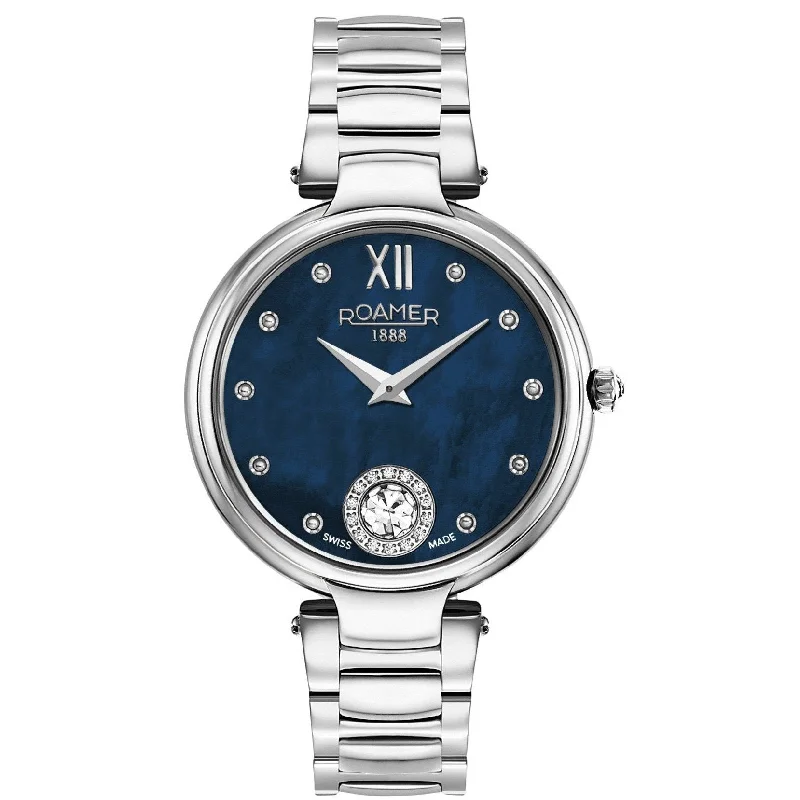 Men's Birthday Slim Watches-Roamer Ladies Blue Aphrodite Watch 600843 41 49 50