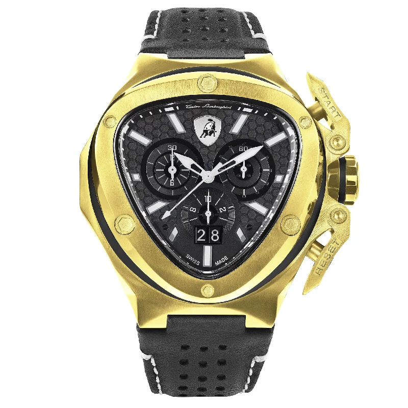 Men's Monogrammed Dress Watches-Tonino Lamborghini T9XD-YG Men's Black Spyder X Watch