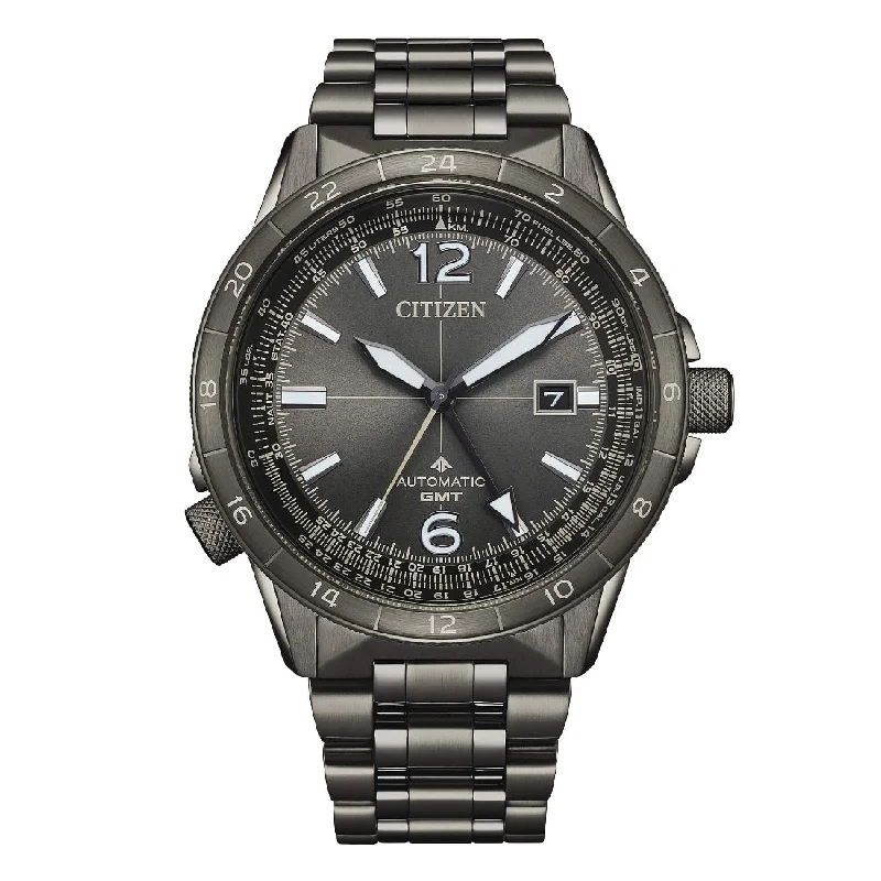 Men's Fitness Tracking Sports Watches-Orologio Citizen Promaster Sky NB6045-51H GMT PVD nero