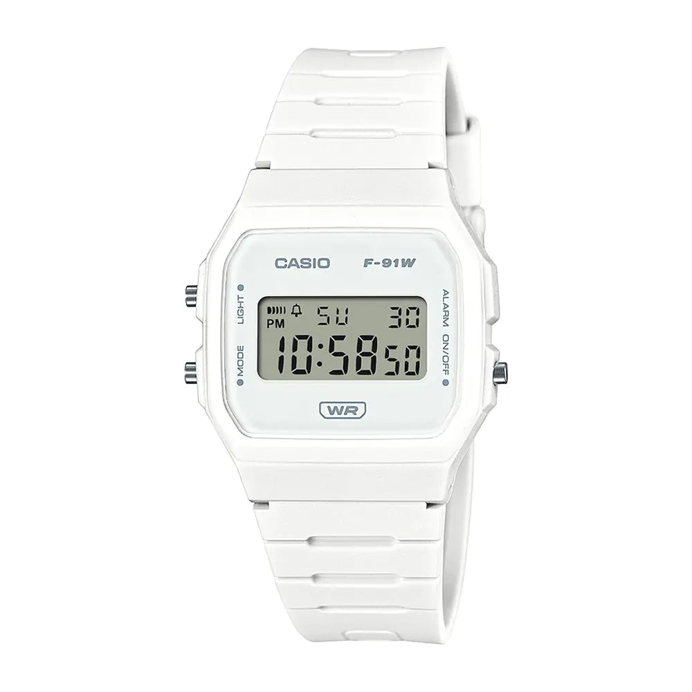 Men's Kinetic Digital Watches-Casio POP Series F-91WB-7ADF Unisex White Digital Watch