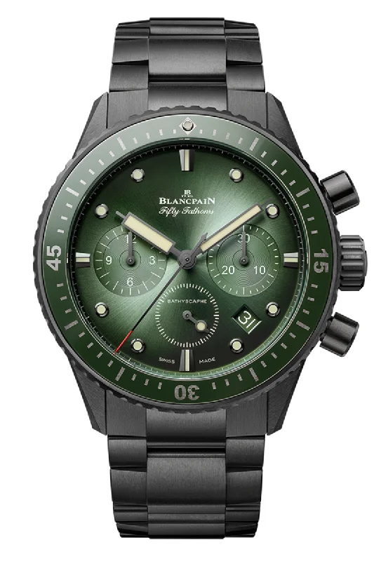 Men's Elegant Dress Watches-Blancpain Fifty Fathoms Bathyscaphe Chronographe Flyback Ceramic 5200 0153 01S