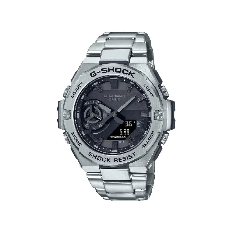 Men's Cushion Case Design Sports Watches-Orologio G-Shock GST-B500D-1A1ER in acciaio e carbonio