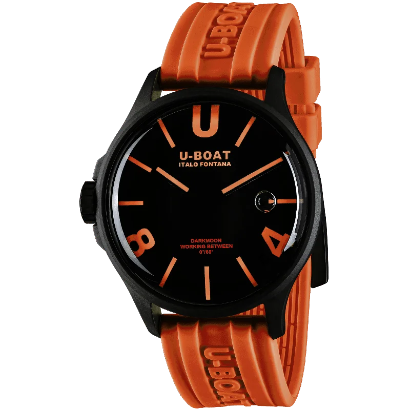 Men's Swiss Anniversary Edition-U-Boat Watch Darkmoon 44 Orange Black Curved PVD 9538/A