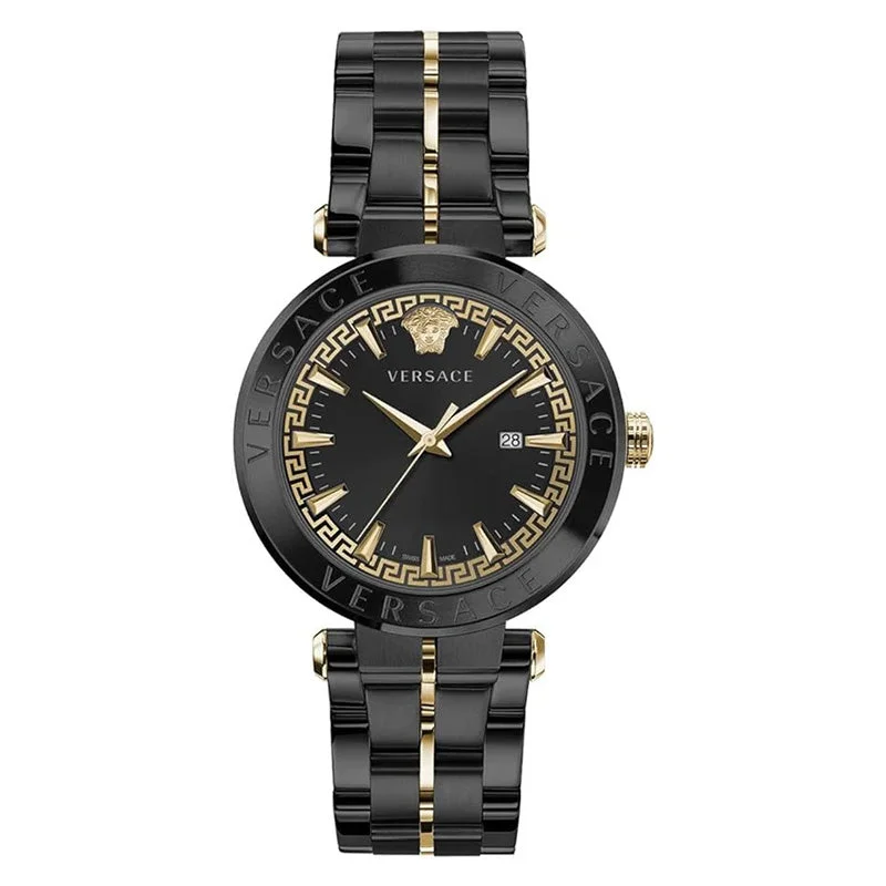Men's Swiss Watch Holiday Season Edition-Versace Men's Watch Aion 44mm Black Gold VE2G00621