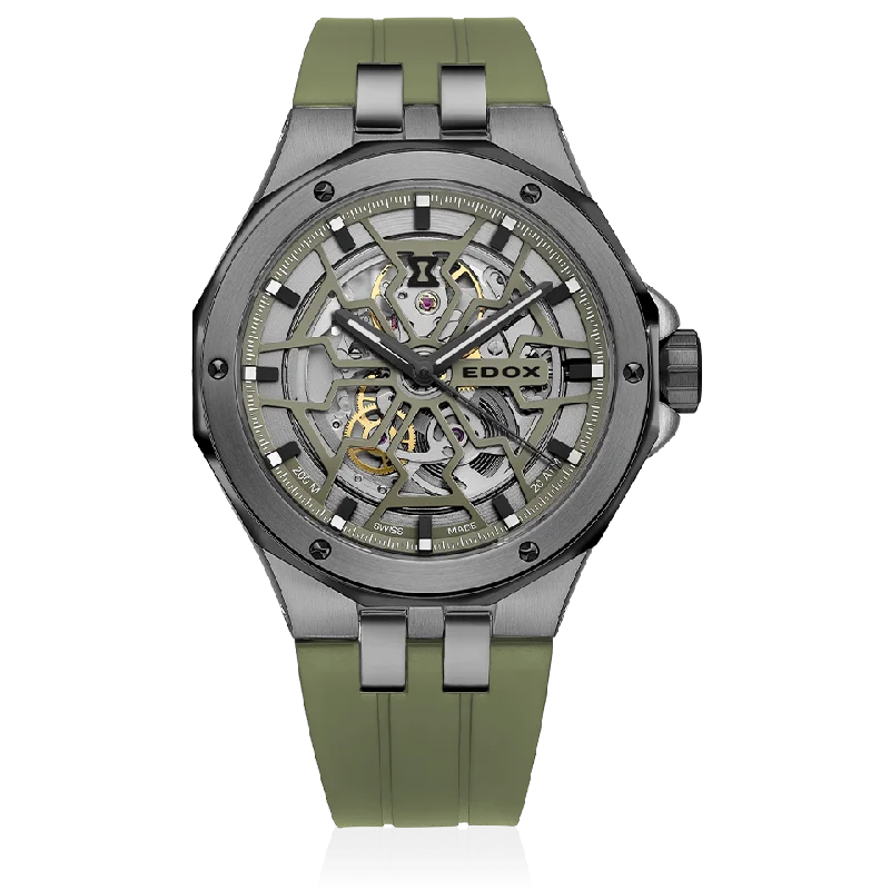 Men's Swiss Mechanical Movement Edition-Edox Delfin Mecano Men's Green Watch 85303-357GNCAV-VONB Men's Swiss Mechanical Movement Edition-Edox Delfin Mecano Men's Green Watch 85303-357GNCAV-VONB