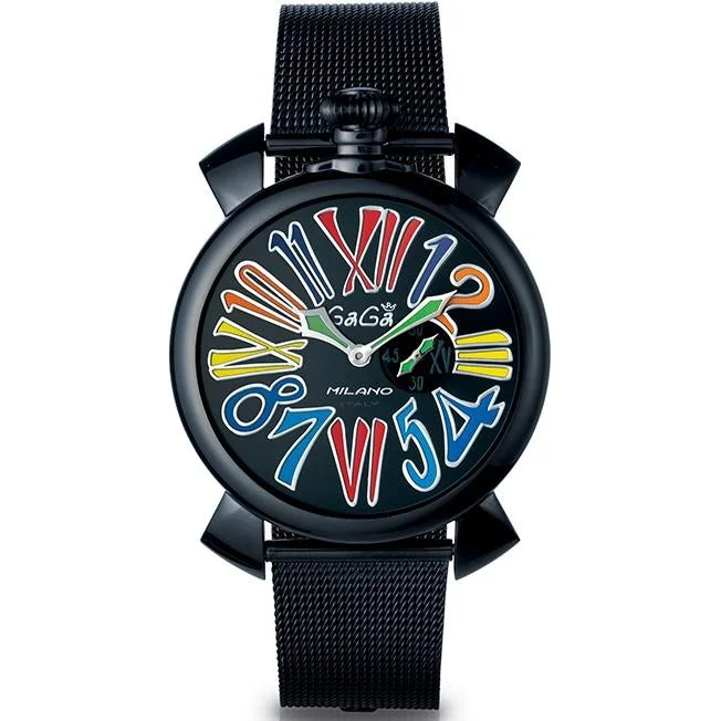 Men's Arabic Numerals Field Watches-Gaga Milano Men's Black Slim Watch 5082.1