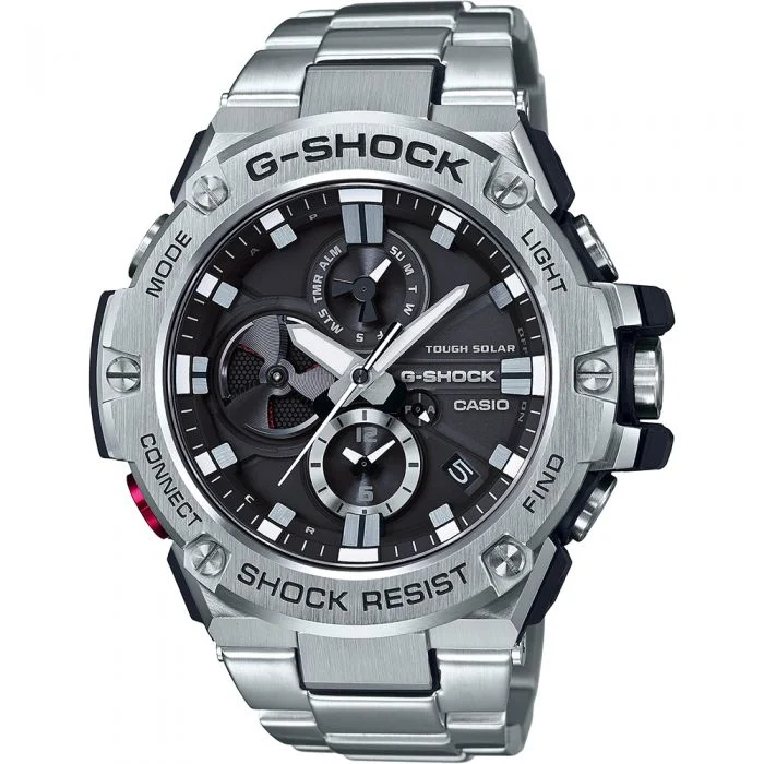 Men's Small Size Design Digital Watches-G-Shock Solar GSTB100D-1A9 G-Steel
