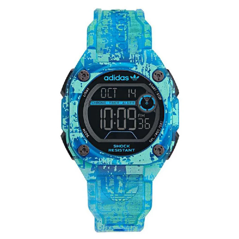 Unisex Analog Style Watches-Adidas Originals Digital City Tech Two Grfx Unisex Blue Watch AOST24077