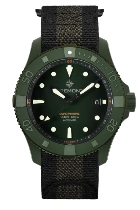 Men's Digital Dress Watches-Bremont Supermarine Ceramic Jungle Limited Edition SM43-DT-GNCER-GN-N-S