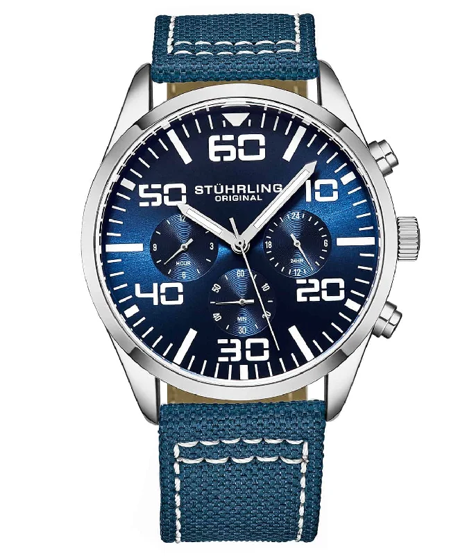 Blue Dial / Silver Case / Blue Nylon Strap Silver Tang Buckle