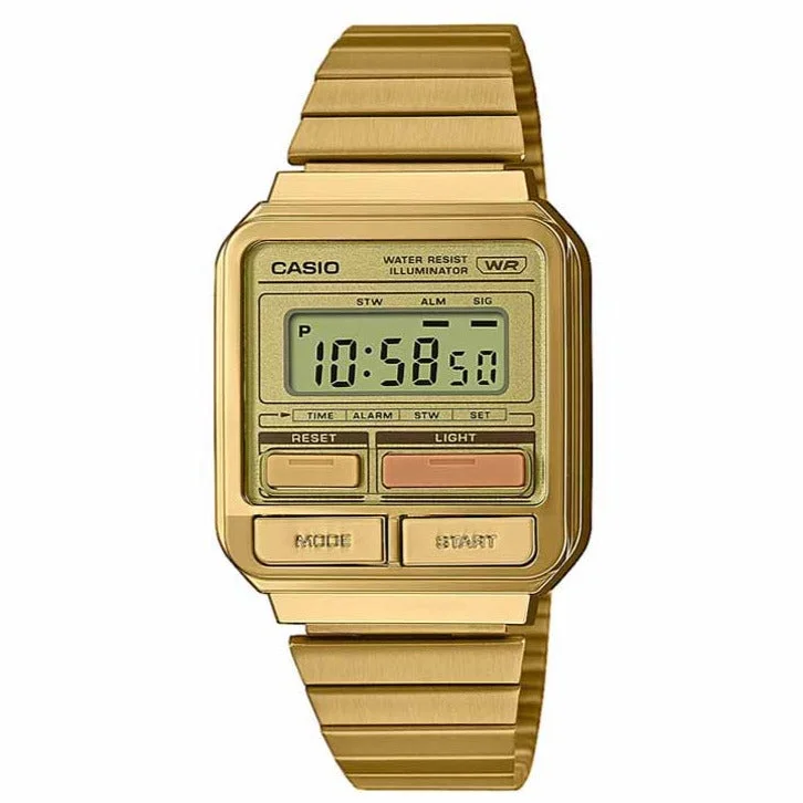 Men's Christmas Gift Style Men's Watches-Casio Classic Vintage Unisex Gold Watch A120WEG-9AEF