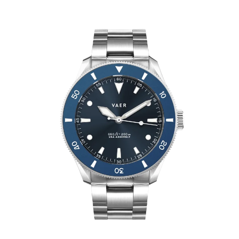 Men's Dive Watches with 100m Water Resistance -D4 Meridian - Navy Matte USA Solar 38mm