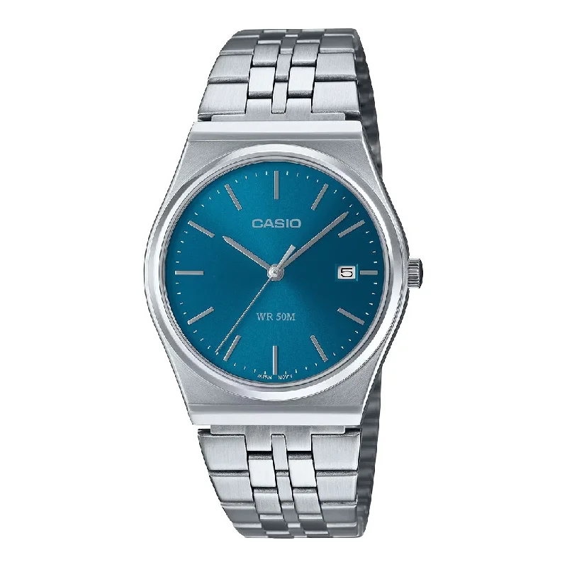 Women's Valentine's Day Style Mechanical Watches-Orologio Casio MTP-B145D-2A2VEF acciaio quadrante blu