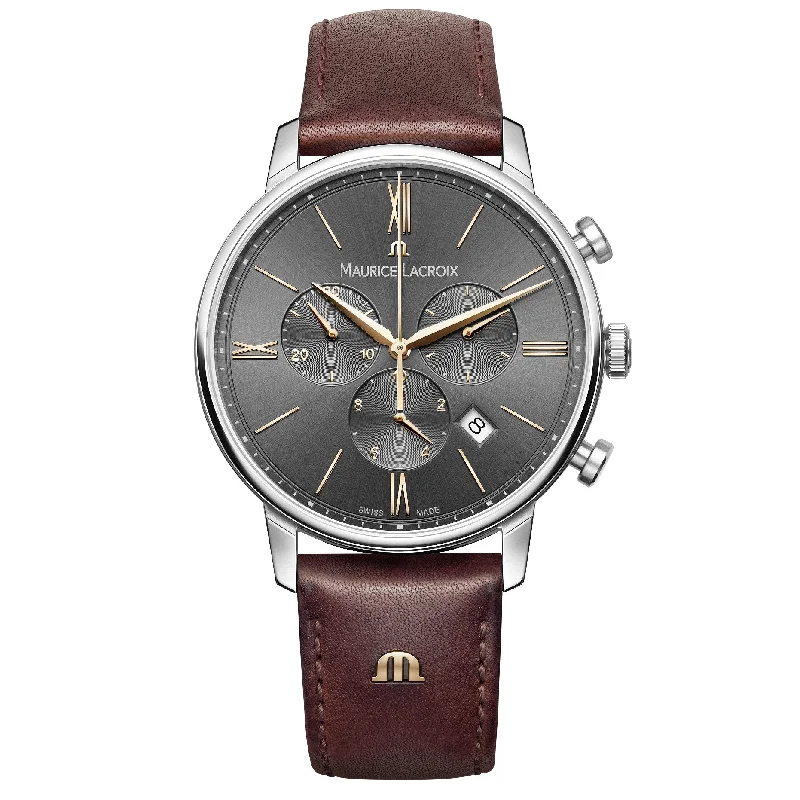 Men's Swiss Seasonal Edition-Maurice Lacroix Men's Grey Eliros Chronograph Watch EL1098-SS001-311-1 Men's Swiss Seasonal Edition-Maurice Lacroix Men's Grey Eliros Chronograph Watch EL1098-SS001-311-1