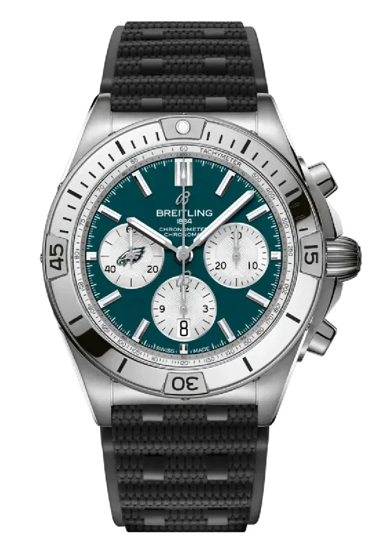 Men's Special Edition Style Dress Watches-Breitling Chronomat B01 42 Philadelphia Eagles NFL Edition AB01342B1L4S1
