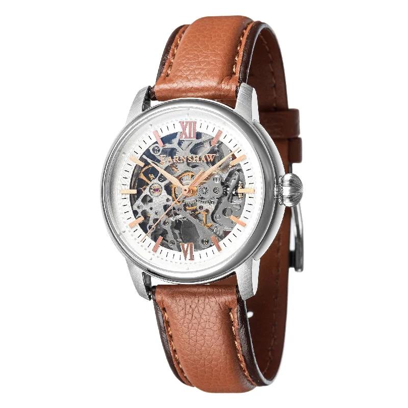Men's Birthday Design Dress Watches-Thomas Earnshaw Brown Cornwall Skeleton Automatic Watch ES-8110-02