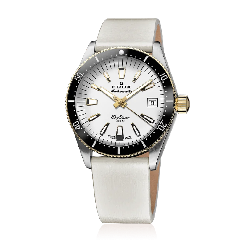 Unisex Winter Style Watches-Edox Skydiver Special Edition Watch White 80131-357JNC-BI